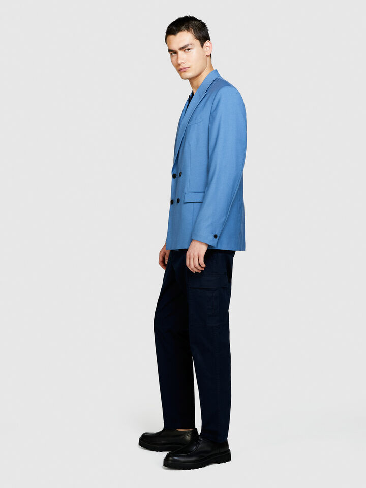 Slim comfort fit double-breasted blazer - men's blazers - Blue | Sisley image number 2